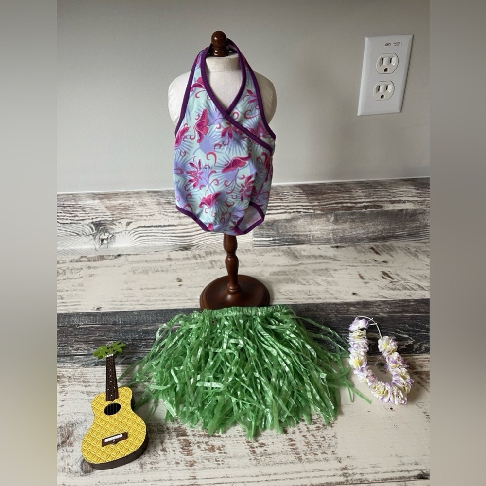 American Girl Doll Just Like You ISLAND LUAU Outfit - Swimsuit Lei Skirt Ukele